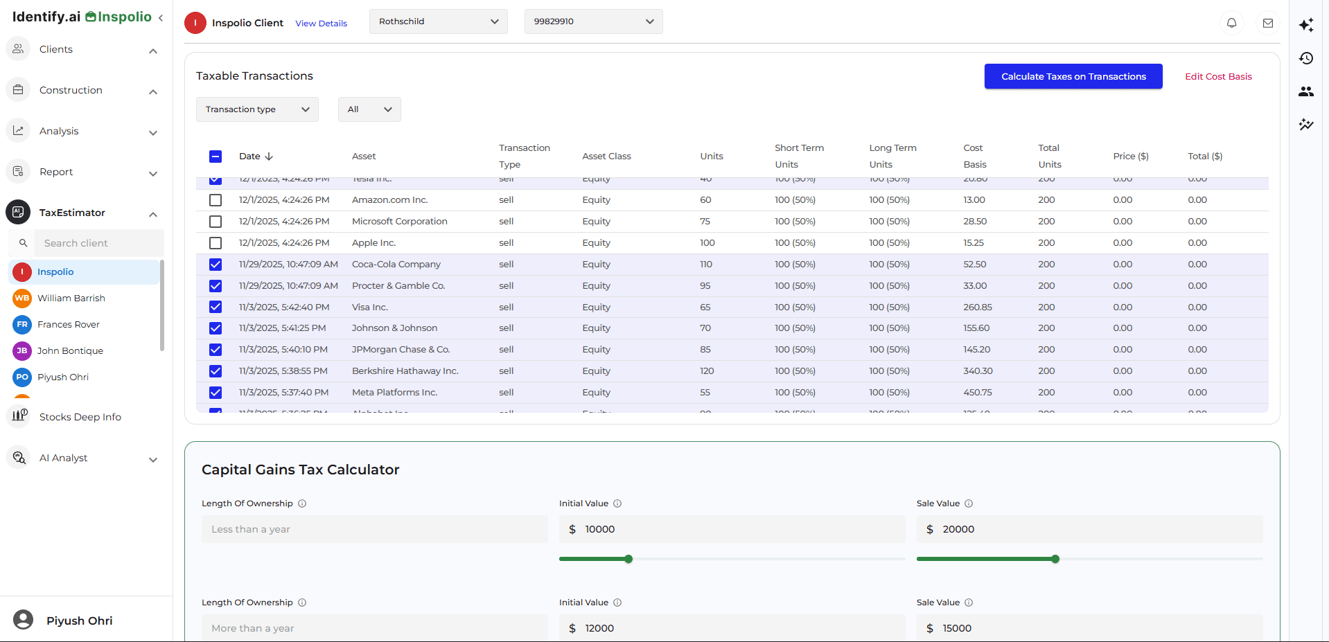 Tax intelligence dashboard